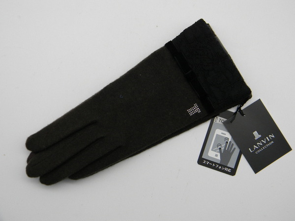 ■ LANVIN ■ 手袋 こげ茶色 ランバン 黒レース