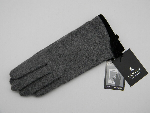 ☆★ LANVIN ★☆ グレー 手袋 ランバン リボン