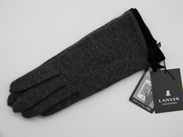 ☆★ LANVIN ★☆ ダークグレー 手袋 ランバン リボン