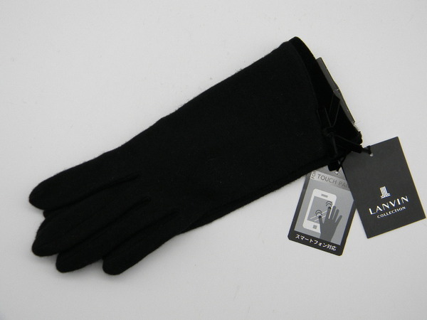 ☆★ LANVIN ★☆ 黒 手袋 ランバン リボン
