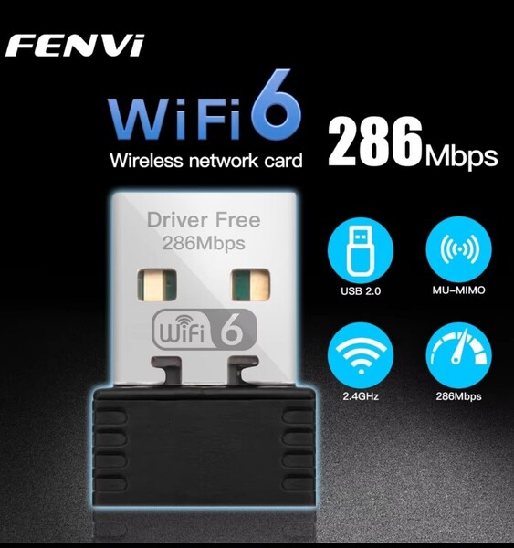 Fenvi wifi 6アダプターax286ネットワークカードミニUSBドングル2.4ghz 802.11ax信号受信用PCラップトップ用Windows 10/11