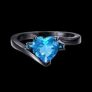【H008】リング 指輪 合金 ハート ブルー メンズ レディース 20号