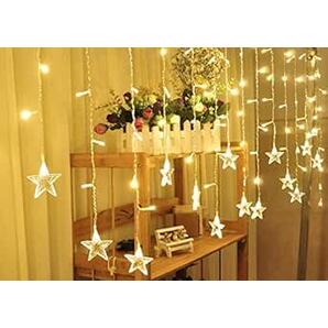 【星型】イルミネーション LED カーテン ライト 防水 ゴールド