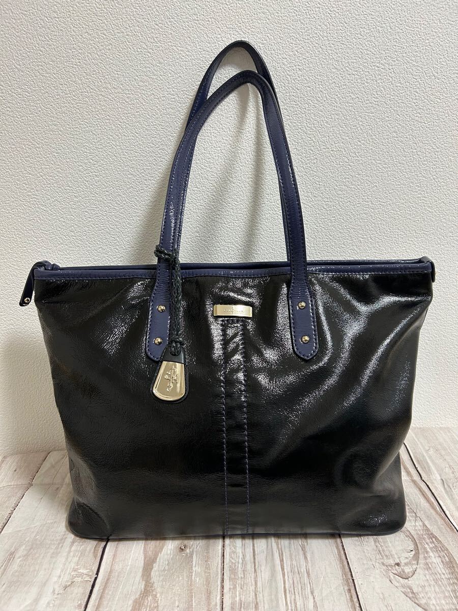 コールハーン パテントレザー エナメル トートバッグ COLEHAAN ブラック レザー バッグ 黒
