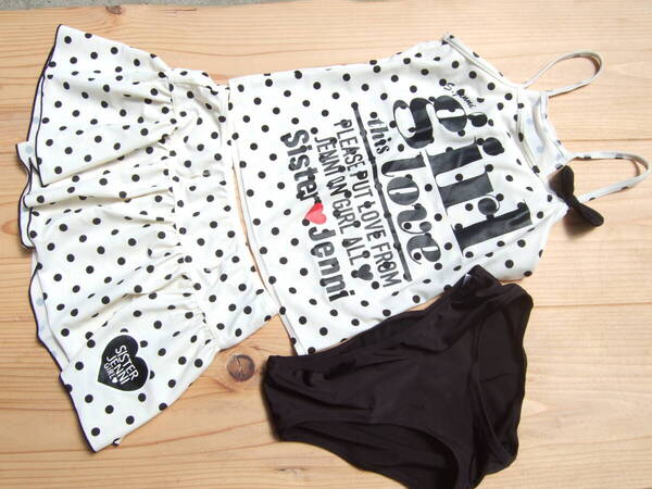 *used!キッズ女の子sister jenniホワイトセパレート水着150センチ(難あり)*