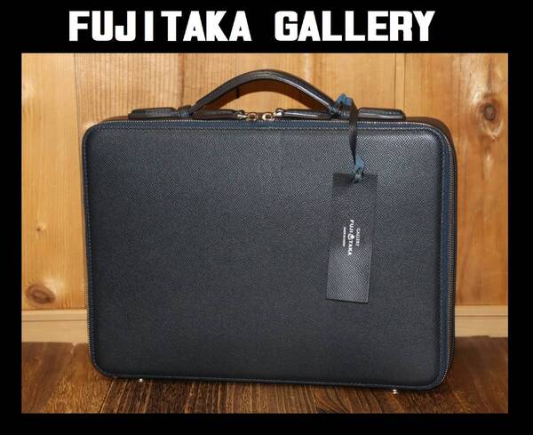 送料無料 特価即決【未使用】 FUJITAKA GALLERY ★ ワープロラックス トランク型 レザーブリーフバッグ A4 ★ フジタカ 定価13万2000円 併