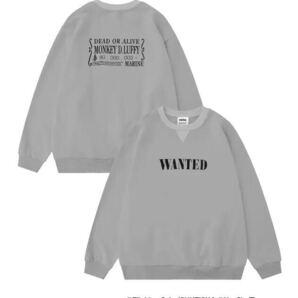 【Netflix実写版ONE PIECE】フロントWANTED刺繍ルーズシルエットスウェット・グレー系・XL(未使用・未着用品)