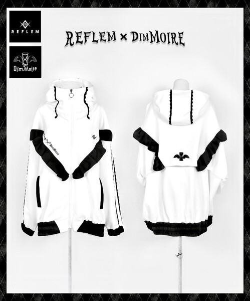 正規品 REFLEM×DimMoire レフレム ディムモアール 切り替えジャージパーカー 白 ホワイト ユニセックス フリーサイズ 地雷系 サブカル
