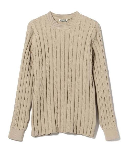 最終出品23ss AURALEE COTTON CORD CABLE KNIT BIG P/O