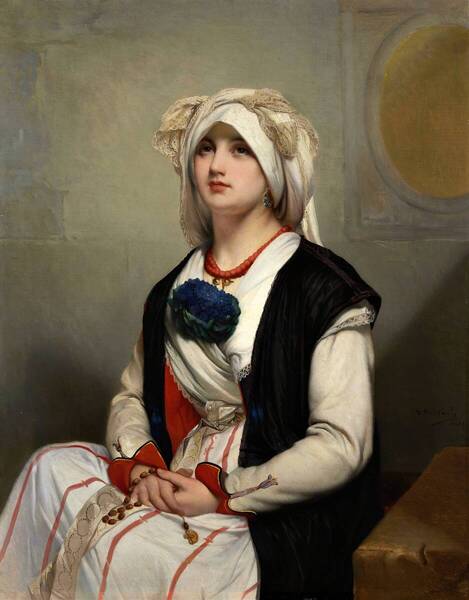 新品 ジャン・フランソワ・ポルタエルス「シチリアの女性」の高級印刷画 A4サイズ 額なし 特価980円(送料込み) 即決