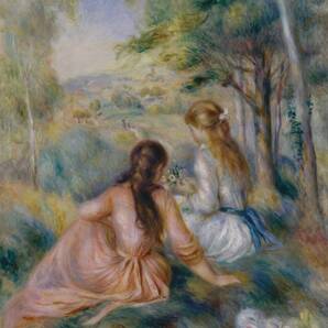 新品 ルノワール「牧草地で」の特殊技法高級印刷画 A4版サイズ 額なし 特価980円(送料込)即決