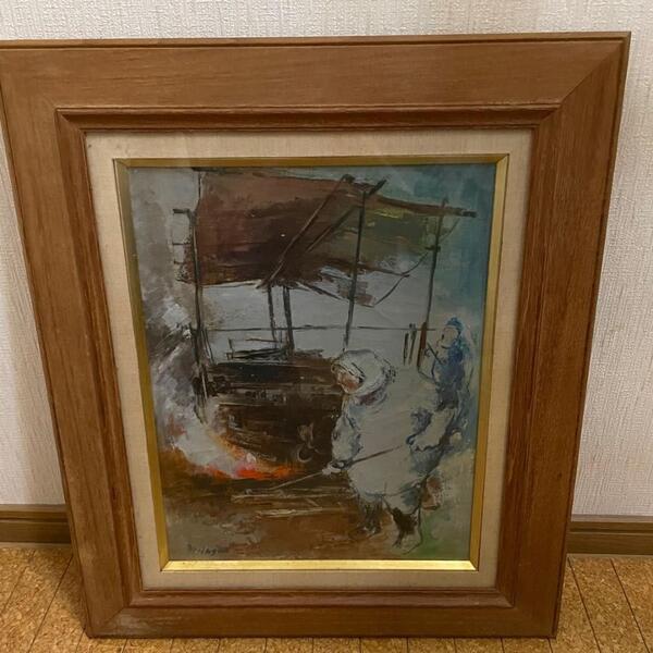 絵 絵画 真作 油絵 風景画 美術品 長尾 和 「装い」サインあり 主体美術協会