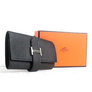 HERMES Bear n4 полосный чехол для ключей Hermes черный *Q печать 2013 год 22543