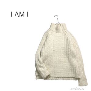 I am I アイアムアイ . ざっくり タートルネック ウール ハイネック プルオーバー ロービング ニット 送料無料