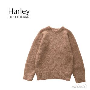 Harley OF SCOTLAND ハーレーオブスコットランド . モヘア シャギー クルーネック プルオーバー ニット イングランド製 送料無料