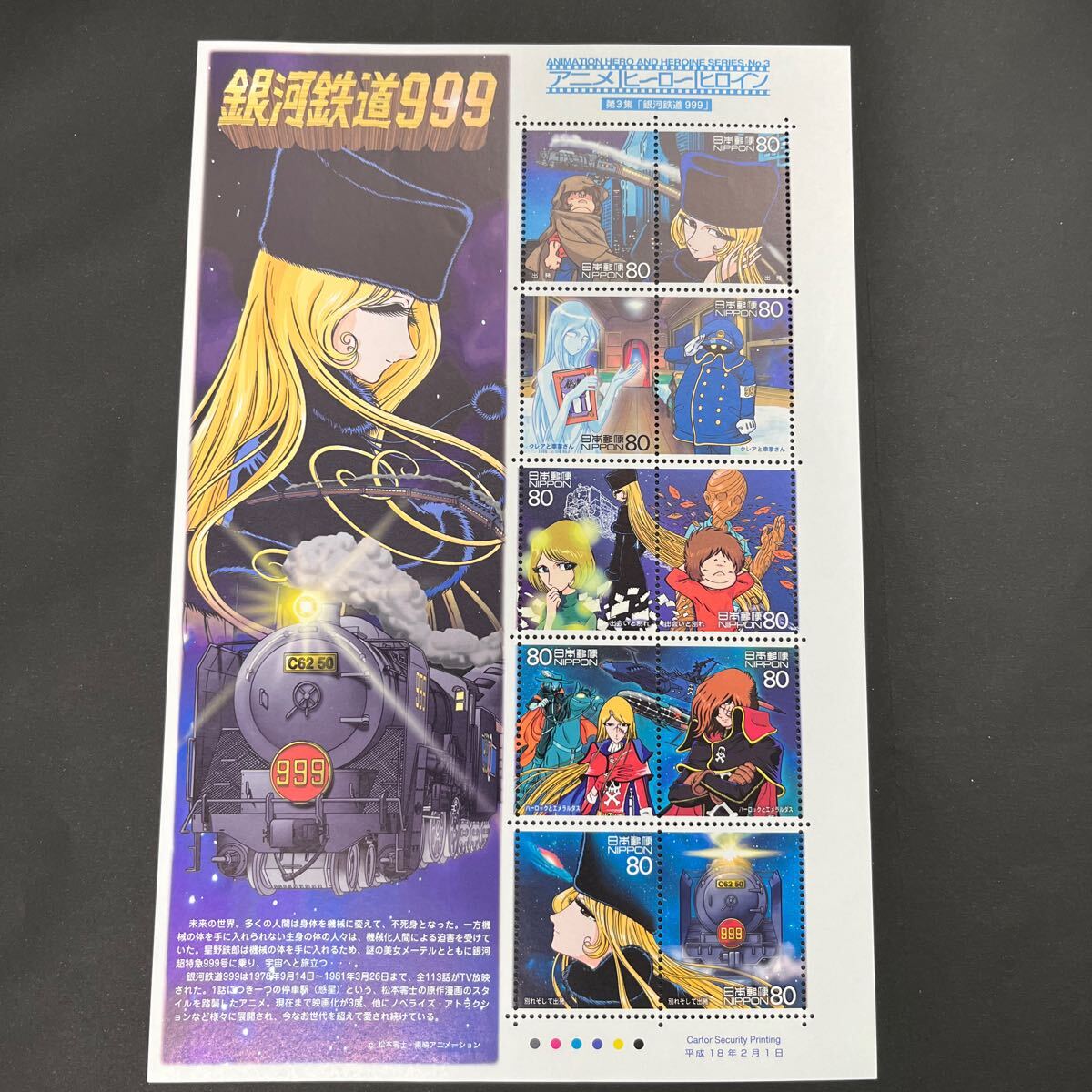 レア！銀河鉄道999デザイン☆名鉄乗車券＋郵便切手セット☆平成9