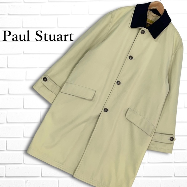 ◆送料無料◆ Paul Stuart ポールスチュアート 裏地ウール ステンカラー ロング コート メンズ 48 ◆イタリア製◆ 1514J
