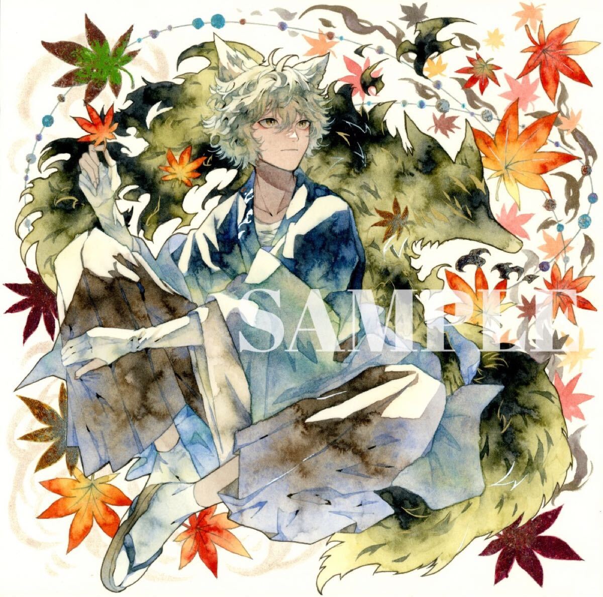 オリジナル 手描きイラスト 男の子 青年 和風 「九尾の狐」 1/4 オリジナル 手描きイラスト 男の子 青年 和風 「九尾の狐」 1/4