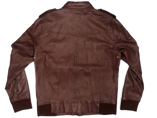 即決★SOPHNET★メンズS レザーライダースジャケット ソフネット 赤茶 ブラウン 本革 シングル 本皮 パンクロック ライディング ツーリング