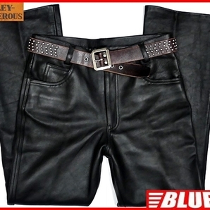 即決★HADLEY DANGEROUS★W32 レザーパンツ ハドリーデンジャーズ メンズ 黒 本革 ライダースパンツ 本皮 パンクロック ツーリング