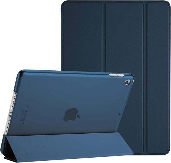 ProCase iPad 9/8/7 ケース (2021 2020 2019) 半透明バックカバー 軽量 スタンド iPad 10.2" 対応 - ネイビー
