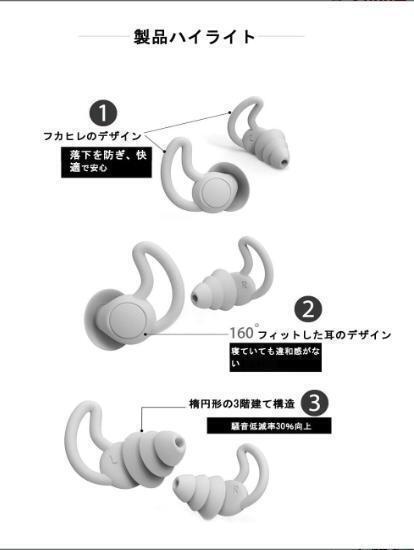 ♪耳栓 携帯ケース付き 安眠 みみせん 水洗い可 睡眠用 飛行機 仕事 勉強