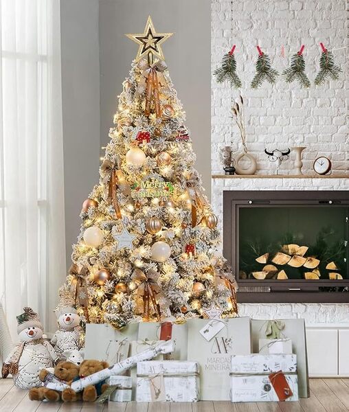 【特価】クリスマスツリーセット150cm 雪化粧 LED飾りライト オーナメント christmas tree 組立簡単 収納便利 おしゃれ 店舗 インテリア