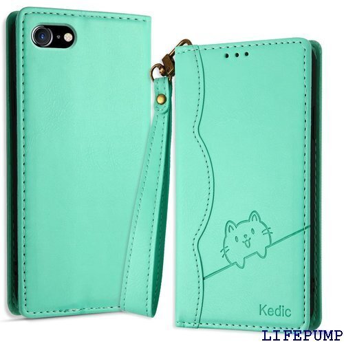 Kedic iPhone se3 ケース 手帳型 iP デザイン iPhone se2 se3 スマホケース 緑 1071