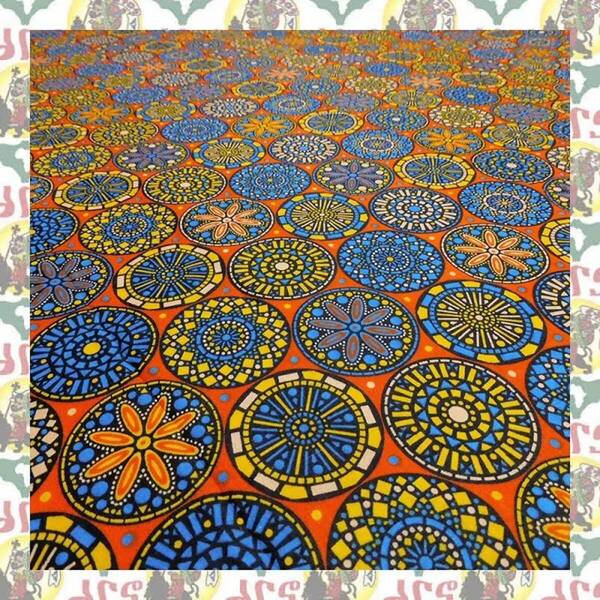 【SALE/90cm x 110cm/1ヤード】アフリカンプリント生地 barg-q51 アフリカ布 アフリカ生地 ゴールドプリント アンカラ キテンゲ パーニュ