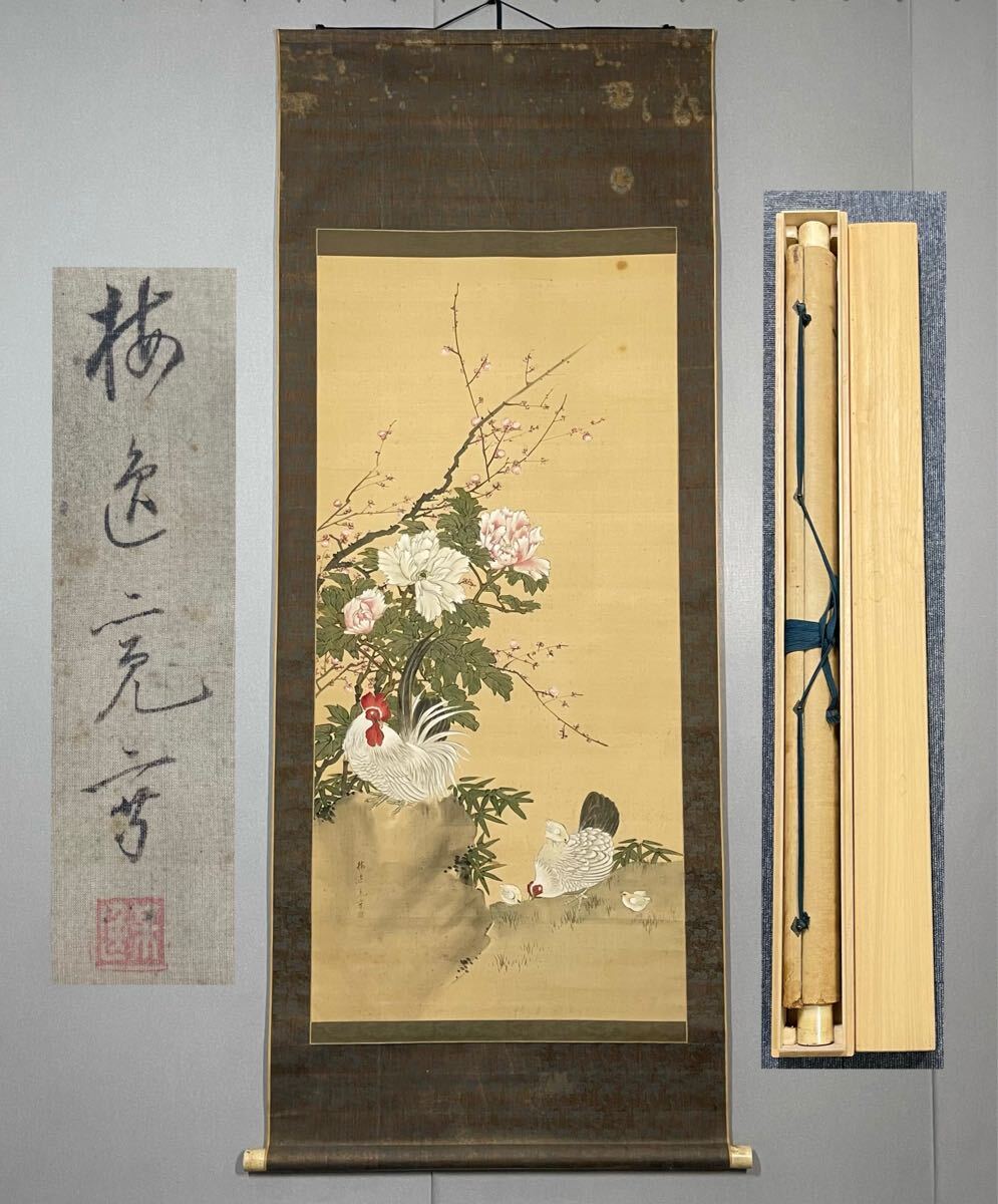 模写】吉】10296 螺斎蔵印 山本梅逸 花鳥図 張月樵師事 文人画 模写】吉】10296 螺斎蔵印 山本梅逸 花鳥図 張月樵師事 文人画