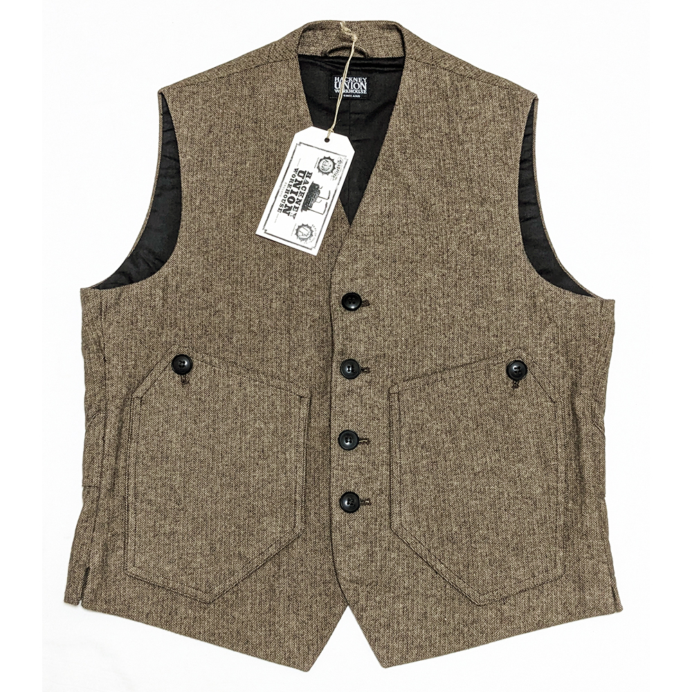 ハックニーユニオンワークハウス ヘリンボーンツイードベスト 40 新品 Hackney Union Work House ヘリンボーンツイードベスト 40 新品