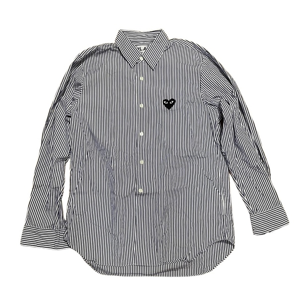 PLAY COMME DES GARCONS 22AW ストライプシャツ AZ-B018 胸ロゴ プレイコムデギャルソン #A1891