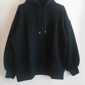 英国インポート BOOHOO フーディースウェットパーカー 黒 オーバーサイズ ワッフル ドロップショルダー UK14(日本サイズ13号-15号程度)