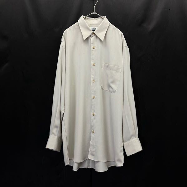 JEAN LOUIS SCHERRER メンズ 長袖シャツ Yシャツ 刺ロゴ 光沢 M ベージュ 美品 日本製
