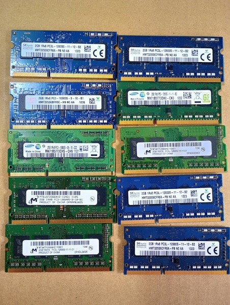 送料無料 DDR3 2GB ノート用メモリー 10枚セット 動作確認品
