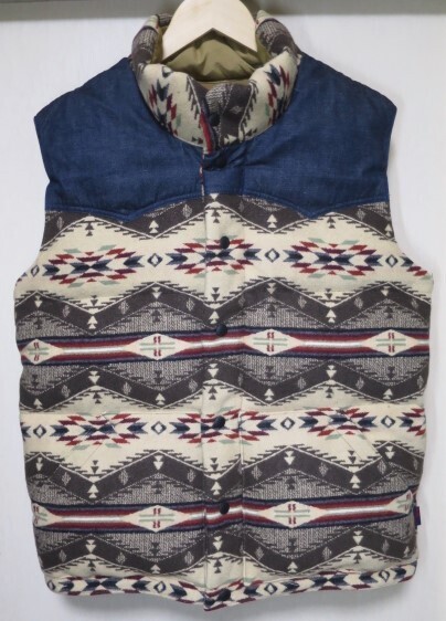 実寸 L ~ XL PENDLETON ペンドルトン Crescent Down Works クレセントダウンワークス ダウンベスト M デニム ウール BLUE BLUE 別注