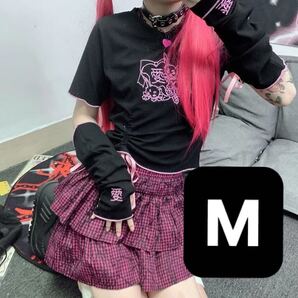 Tシャツ ロングTシャツ トップス ロンT アームカバー トレンド ストリート レディース オルチャン 人気 ラビット うさぎ ブラック 黒 M