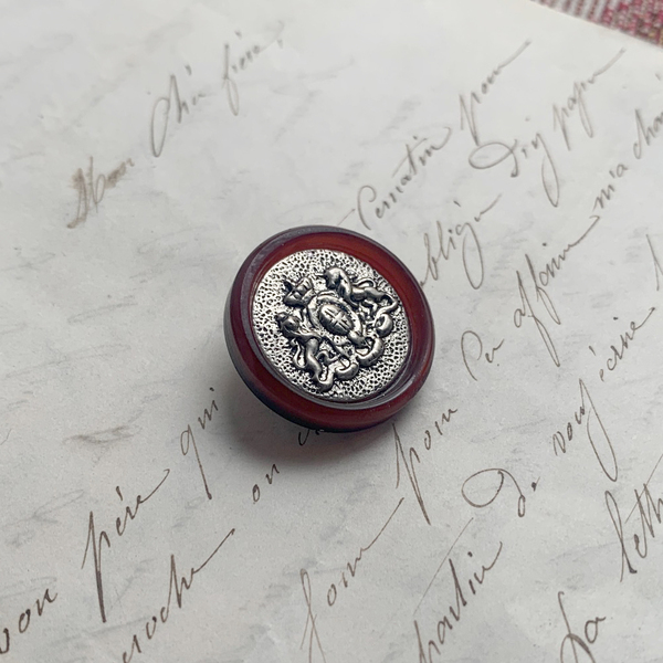 フランス 1950-60s ベイクライト ホワイトメタル ボタンφ20mm ジャケット 裁縫 刺繍 手作り アクセサリー ヴィンテージ アンティーク 6