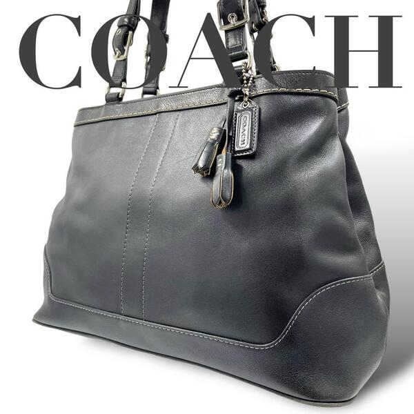 COACH コーチ トートバッグ ハンドバッグ A4 レザー 黒 ブラック