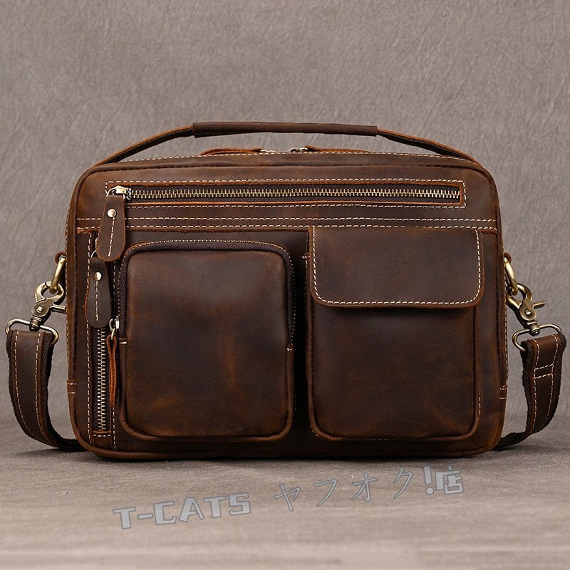 ☆新品 メンズバッグ 牛革 ボディバッグ 本革 登山旅行 アウトドア ワンショルダー 斜めがけバッグ おしゃれ 通勤 収納可能 ブラウン