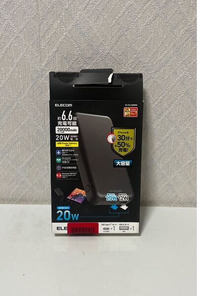 610i2811 エレコム モバイルバッテリー 20000mAh 大容量 ( USB PD対応 ) 20W Type-C×1 / USB-A×1 ブラック DE-C34-20000BK