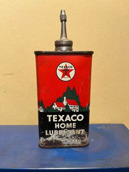 【送料無料】ビンテージ ハンディオイル缶 TEXACO HOME LUBRICANT テキサコ ガレージ hotrod 1950's 1960's リードトップ