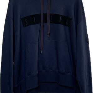 美品 SILLIS 刺繍 BOXロゴプリント プルオーバー パーカー ネイビー NAVY 紺色 Lui's シリス