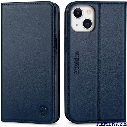 SHIELDON iPhone13 対応 ケース 手帳 1インチ スマホケース 5G 202発売 ネイビーブルー 451