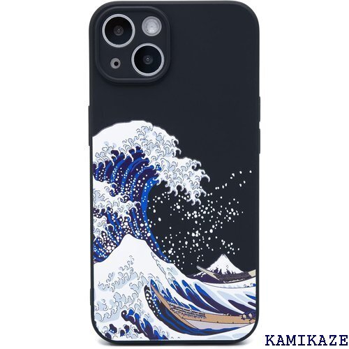 ZUKOU 和風 北斎 iPhone 13 ケース 3 スマホケース ソフト 和柄 ケース 黒 マット ブラック 1200