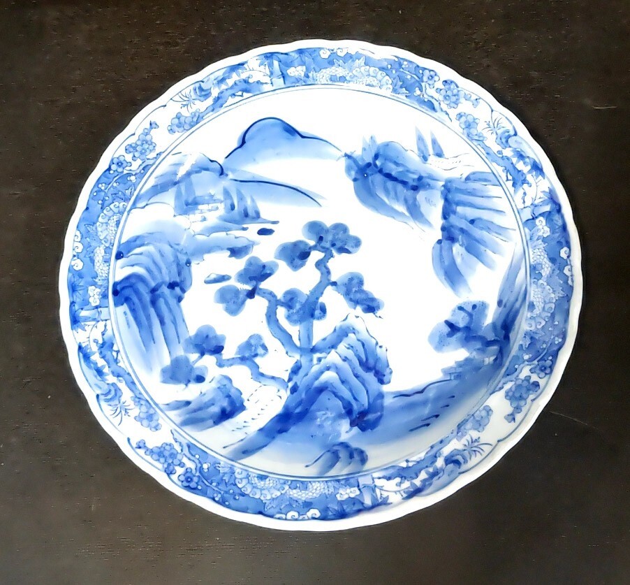 陶器の絵皿 アンティーク 直径約32cm