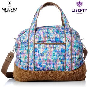 ミレスト MILESTO Sweet escape リバティプリント ショルダー ボストンバッグ ブルー MLS263-PLBL