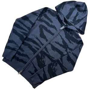 【美品】ウノピュウノウグァーレトレ1piu1uguale3/camo knit zip parkaカモフラ柄ニットパーカー/MRK191-WOL093/グレーカモ/サイズ3