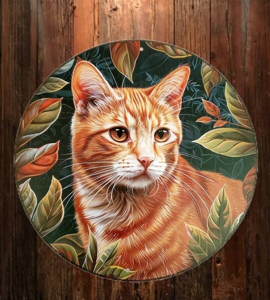 猫の壁飾り メタルウォールアート 茶トラK 猫の雑貨 HANAKO