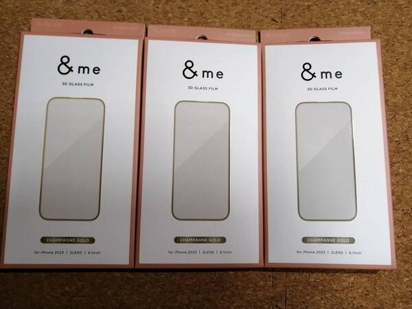 【3枚】エレコム iPhone 15 &me ガラスフィルム フレーム付き 高透明 保護フィルム シャンパンゴールド PM-A23AFLGFGD 4549550288309